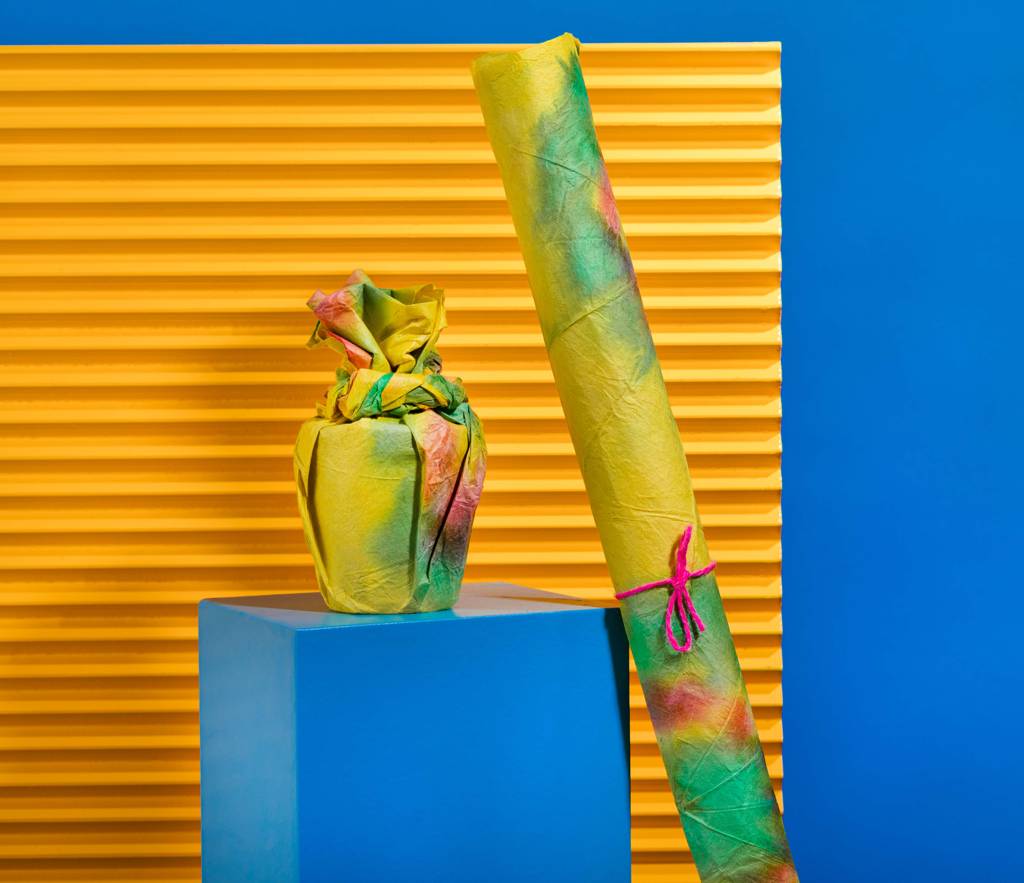 Yellow Tie-Dye Lokta Wrap - Each